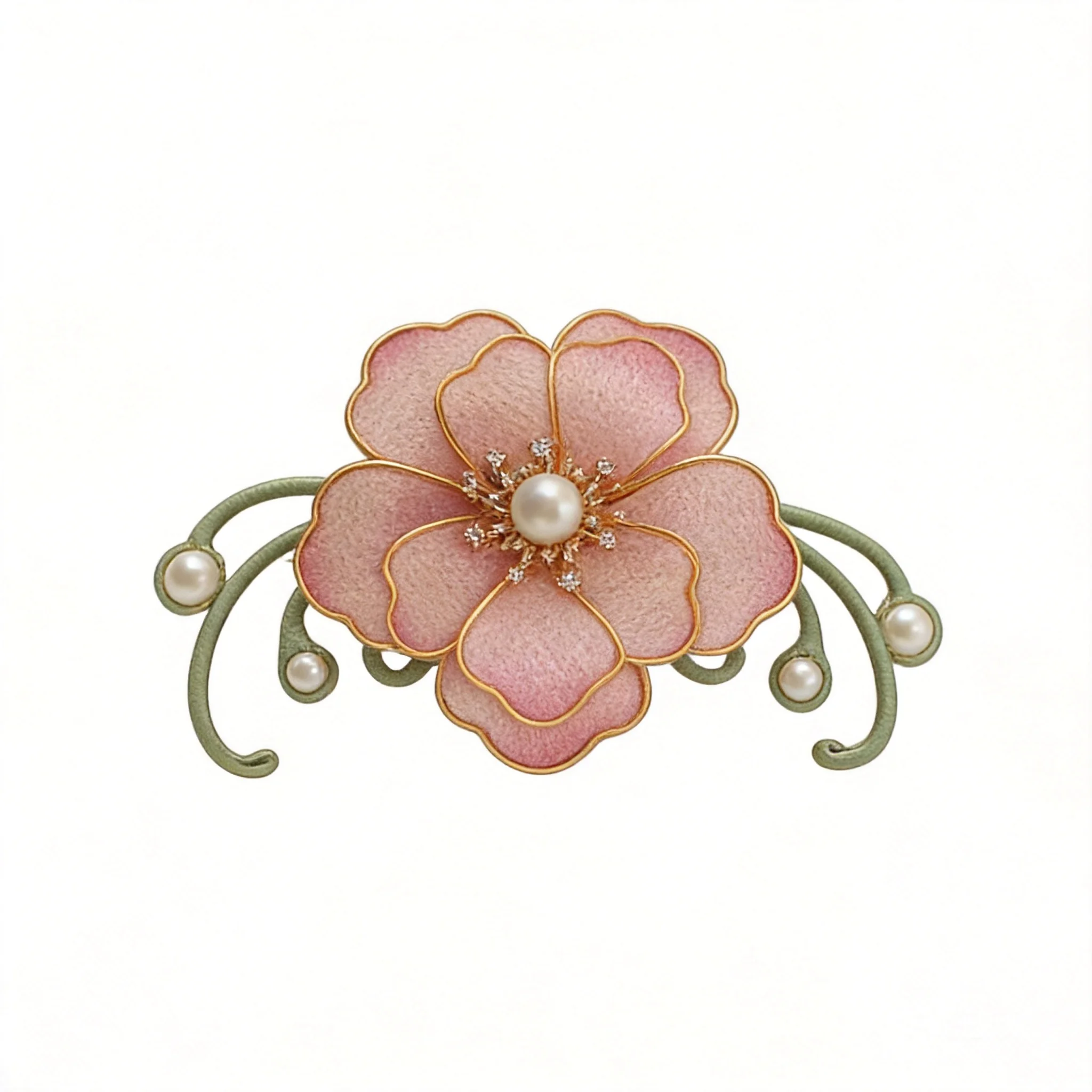 Chinese Style Filigree Pink Phalaenopsis Hair Comb Lucky Auspicious Vintage Hanfu Cheongsam Xiuhe Wedding Hair Accessory Imitati