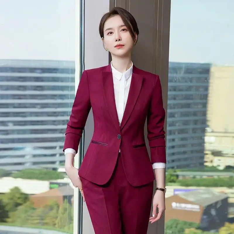 Ladies Office Work Wear Suits Formal OL Styles Pantsuits for Women Blazers Femininos Professional Career Interview Trousers Set