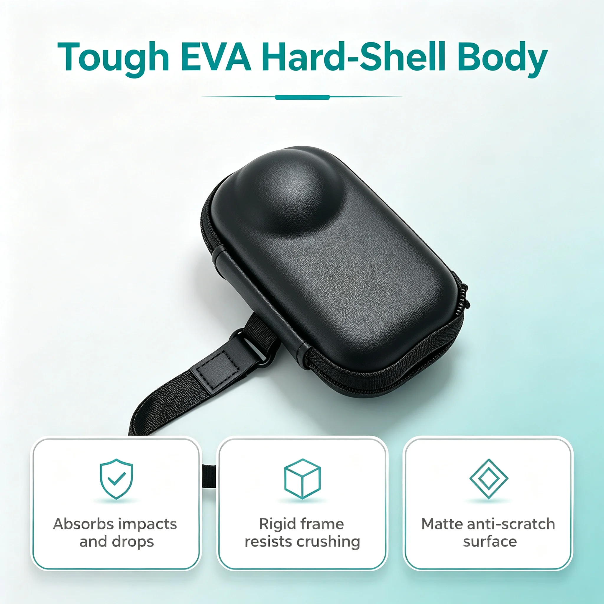 For Insta360 X6 Carrying Case Open Bottom Mount EVA Hard Shell Pouch with Wrist Strap Anti Scratch Velvet Travel Camera Bag