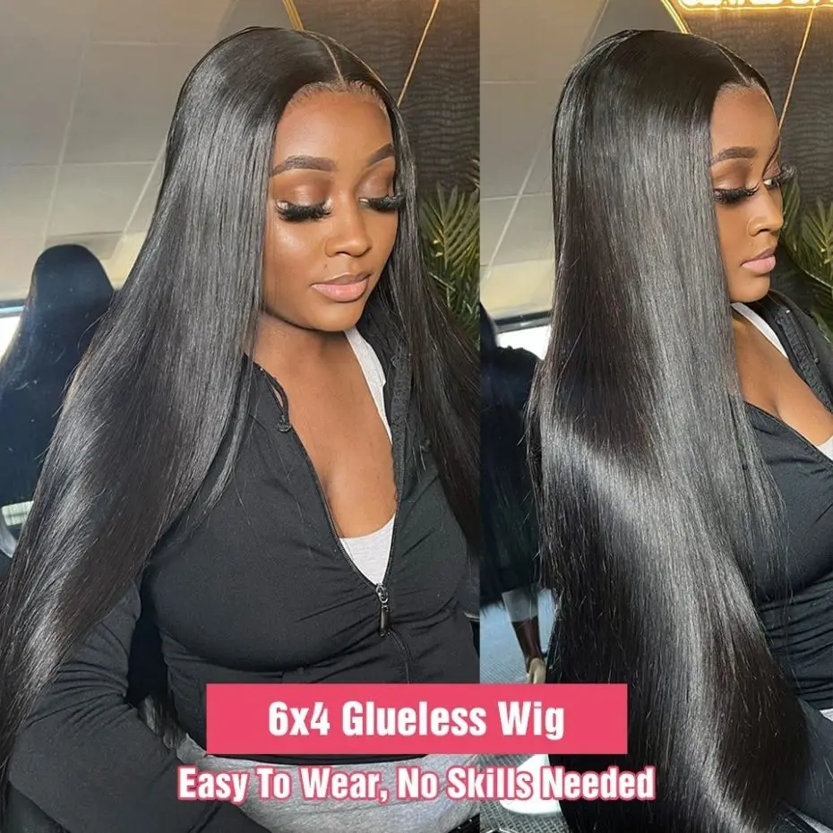 Straight Pre-Cut Lace Wig 5x5 6x4 7x5 9x6 Lace Closure Glueless No Glue Brazilian Remy Human Hair Easy Ready To Wear And Go