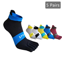 1/5 Pairs Men Ankle 5 Finger Socks Mesh Breathable Compression Sweat-Absorbing Shallow Mouth Fitness Hiking Sport Boat Toe Socks