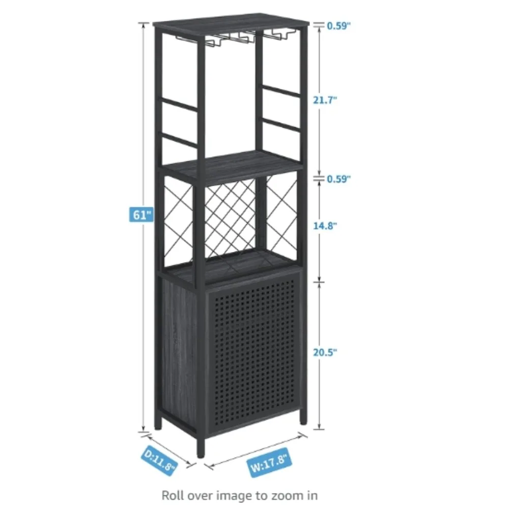 

O&K FURNITURE Wine Bar Cabinet for Liquor and Glass, Free Standing Wine Rack, Bar Liquor Cabinet