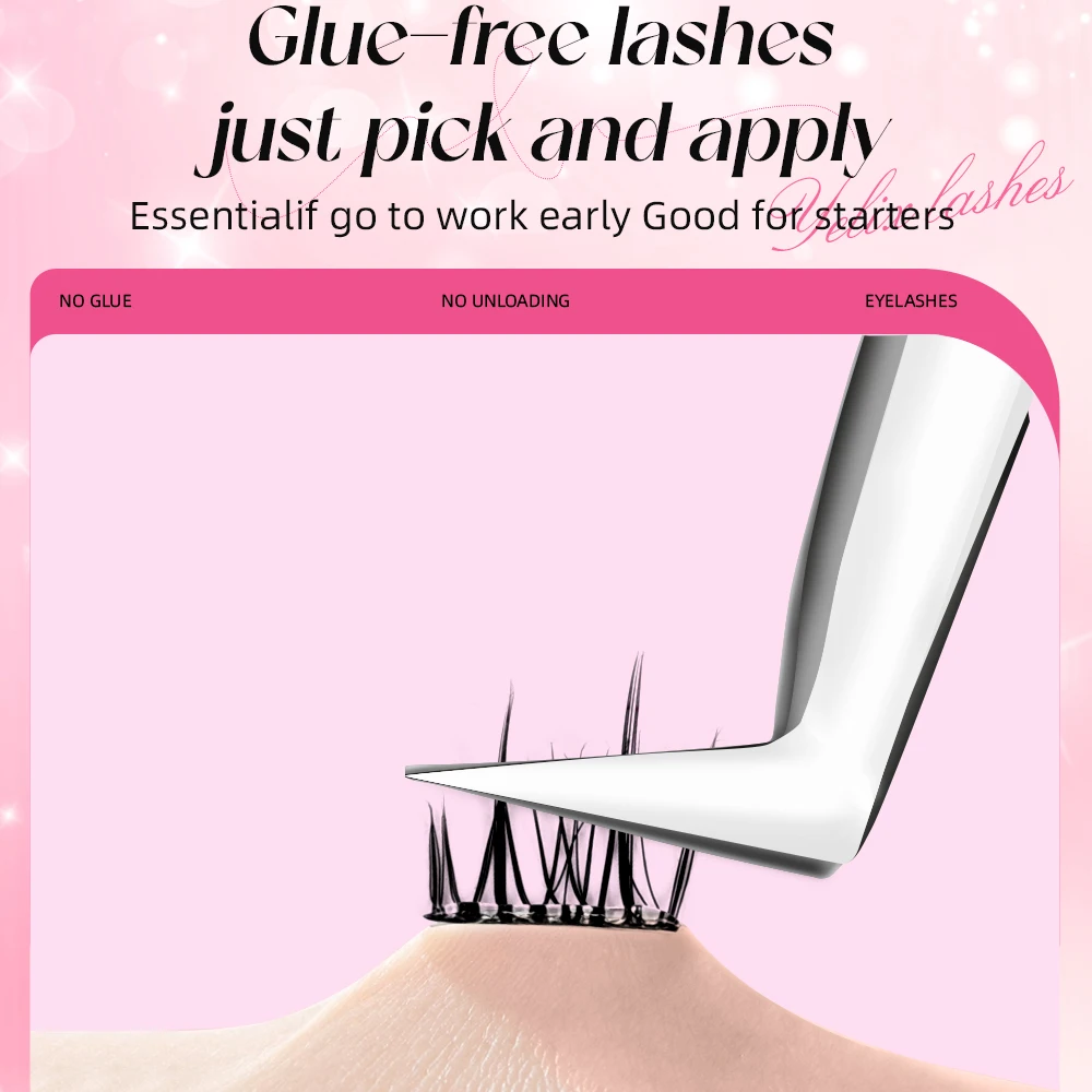 Yelix 10Row Lijmvrij DIY Clusters Wimpers Natuurlijke Manga Valse Wimpers Extension Koreaanse Meisje Groep Wimperkruller Zonnebloem