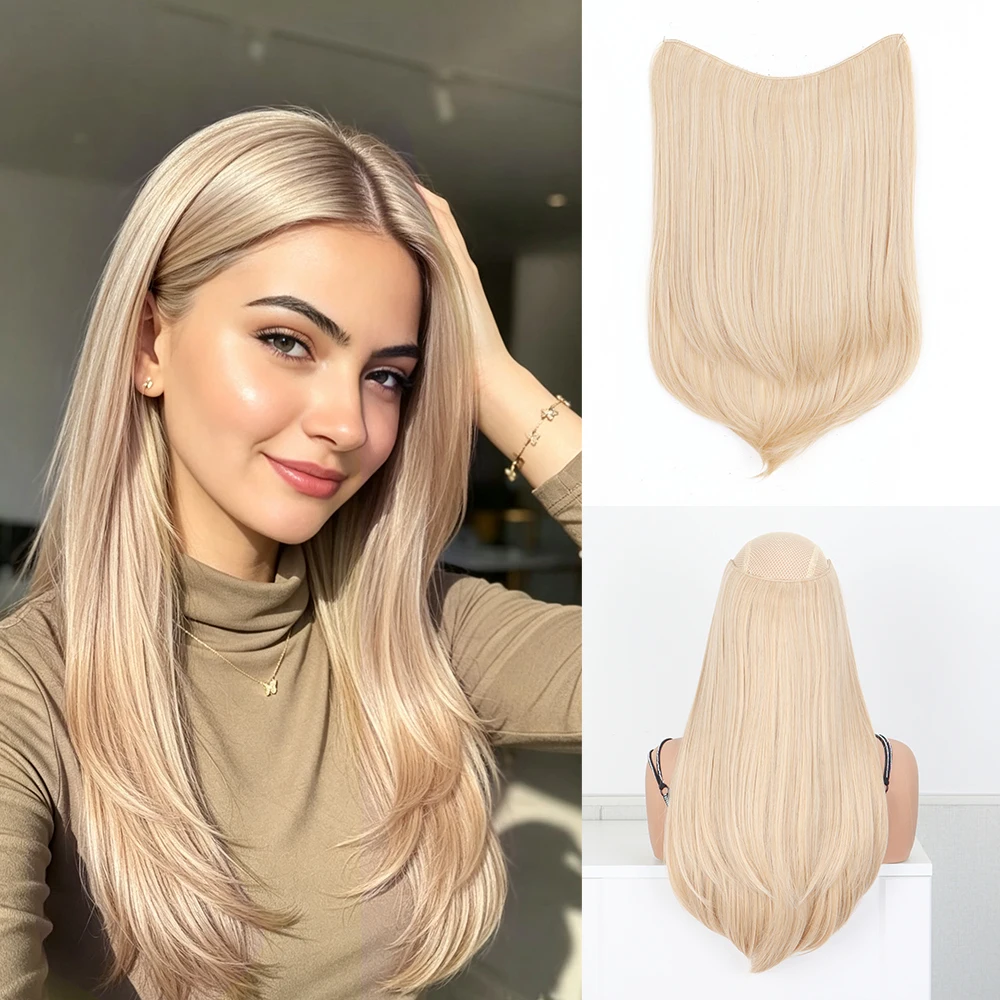 20Inch Synthetic Hair Extensions for Women Layered Clip In Hair Weft High Temperature Fiber Straight Hairpiece Increase Volume