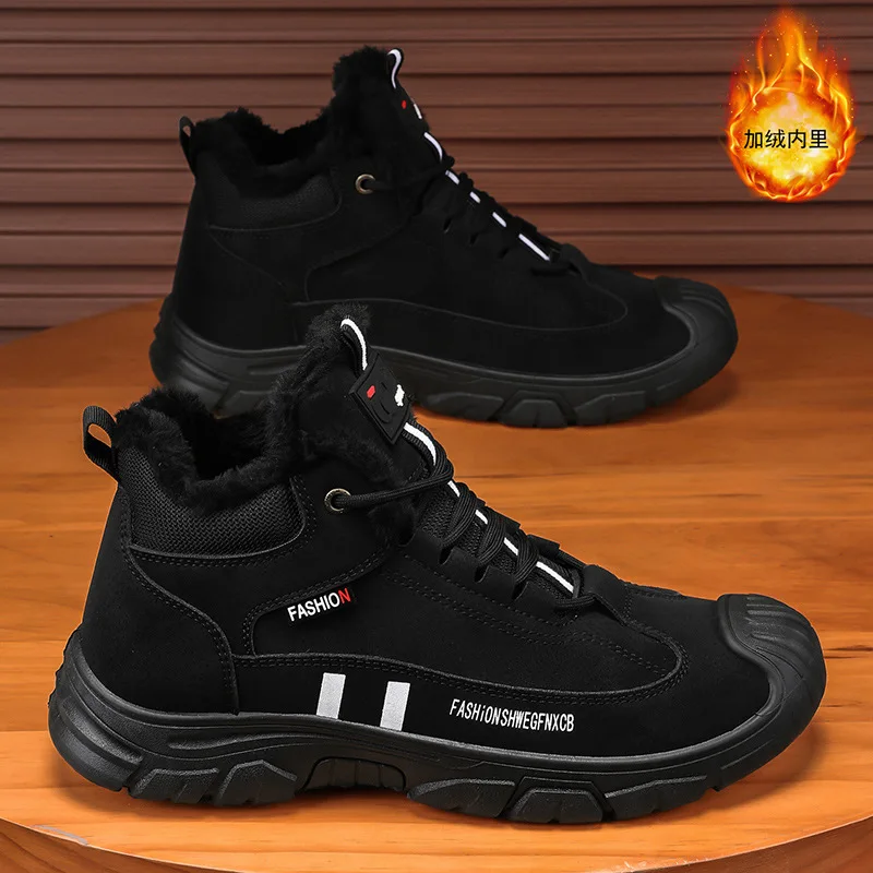 

Winter Men's Boots Luxury Comfortable Sports Sheos New High-top Casual Cotton Shoes for Men Trendy Workwear Outdoor Boot Zapatos