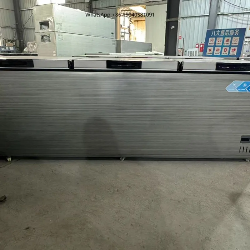 Top Open Chest Freezer Commercial Horizontal Refrigerator 1280L Direct Cooling Manual Defrost Adjustable Shelves R290