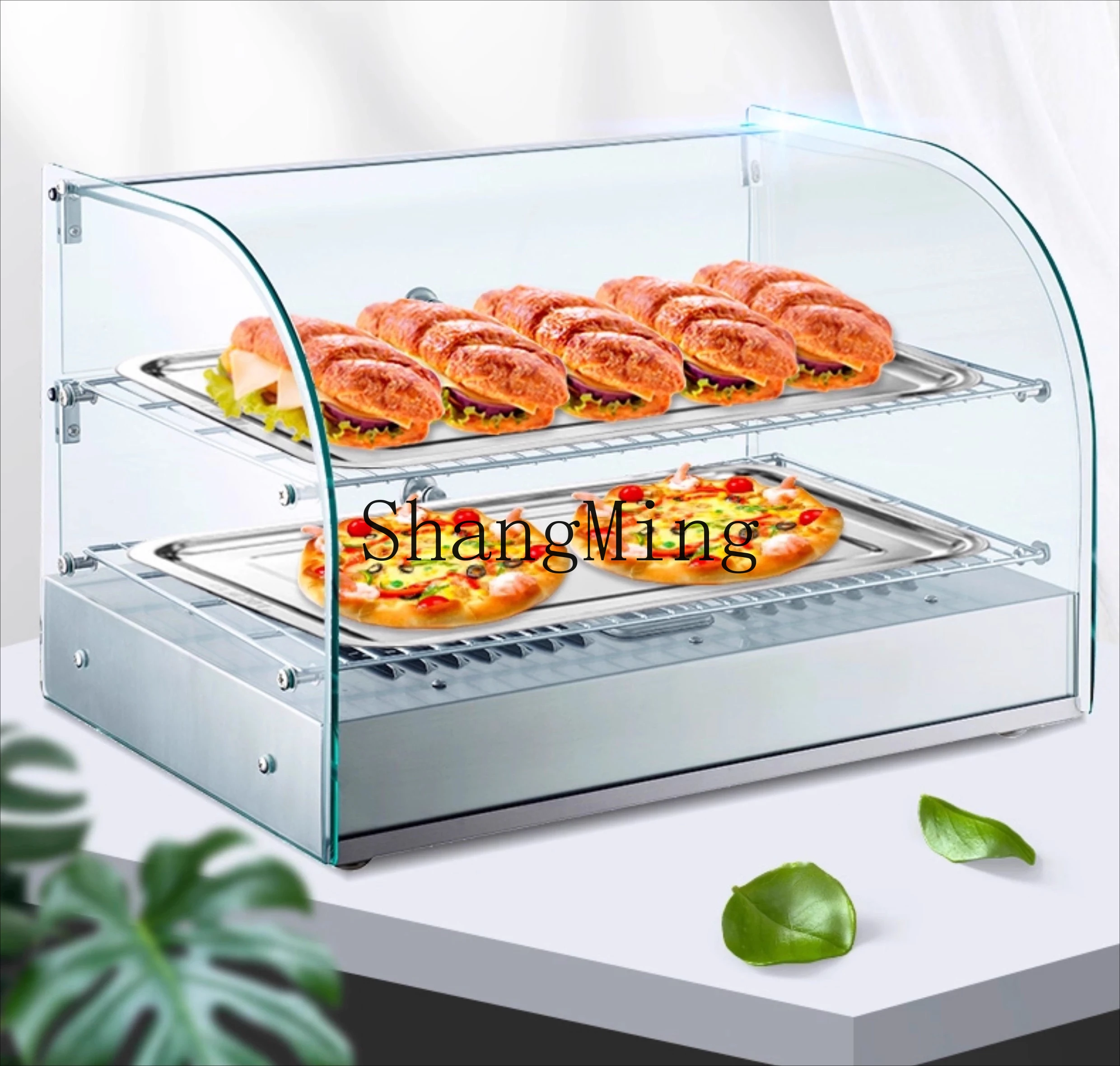 خزانة عازلة زجاجية صغيرة لسطح المكتب من SM، خزانة عرض منحنية من تورتة البيض والطعام المقلي
