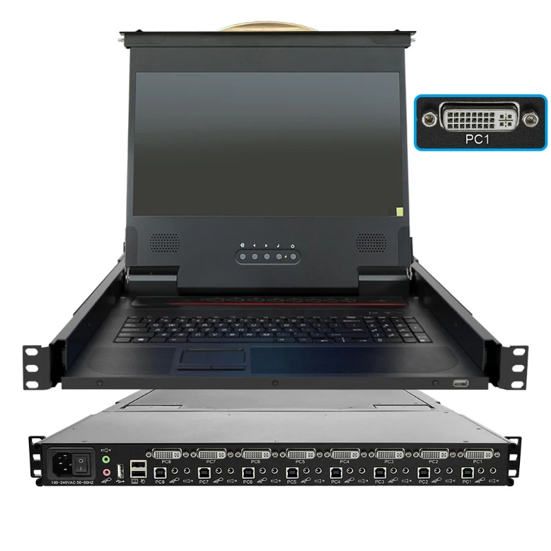 

LCD 17.3 inch switcher 8 port high definition DVI interface