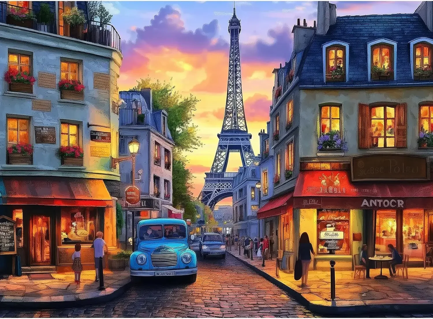 

1314/1000/520 Pieces Puzzles for Eiffel Tower at Dusk Jigsaw Puzzles for Gameroom Bedroom Livingroom Family Activity Games