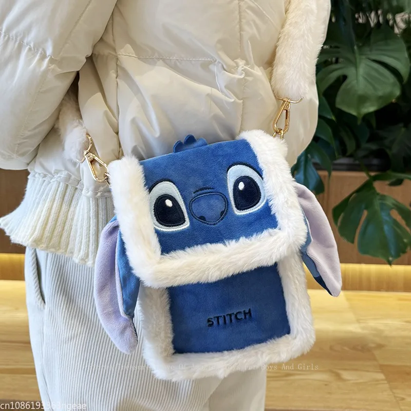 Disney Lilo & Stitch Backpack Cartoon Plush Cute Mobile Phone Bag Daily Crossbody Bag Plush Backpack Exquisite Gift