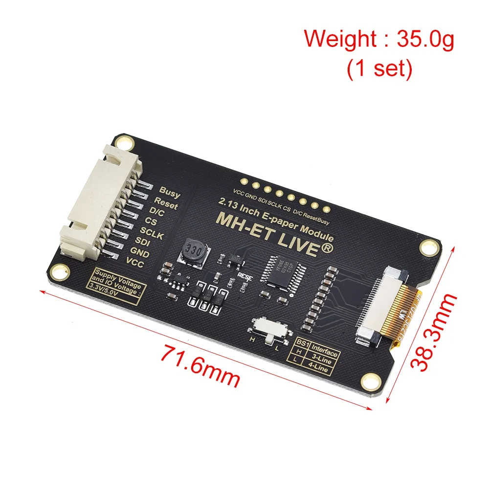 Imagem -03 - Tzt E-paper E-ink Eink Display Screen Suporte para Arduino Uno Stm32 pi de Framboesa Esp32 213 213