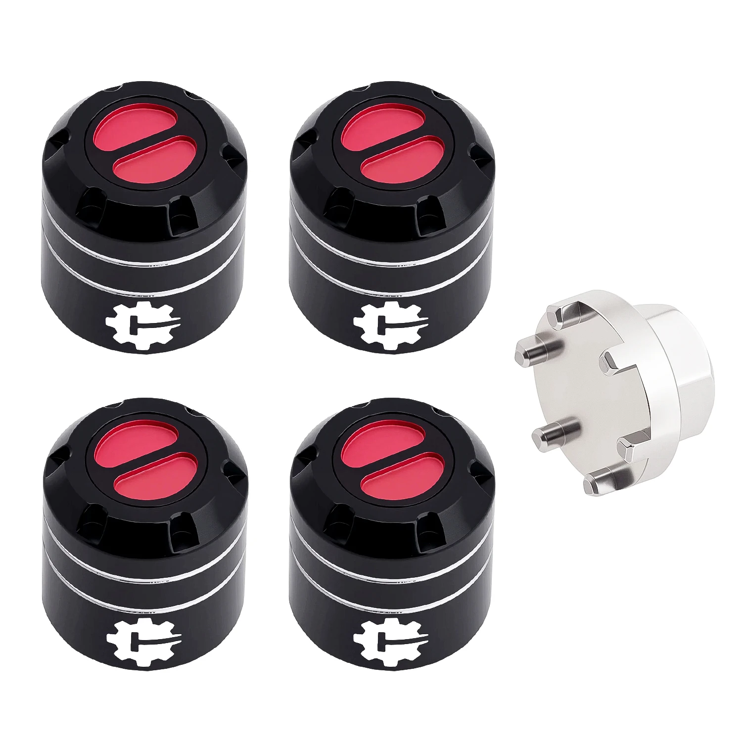 TCRC 4PCS Aluminum M6 Nut Wheel Rim Center Cap Manual Locking Hubs for 1/6 SCX6 Jeep JLU Wrangler Trail Honcho Upgrade