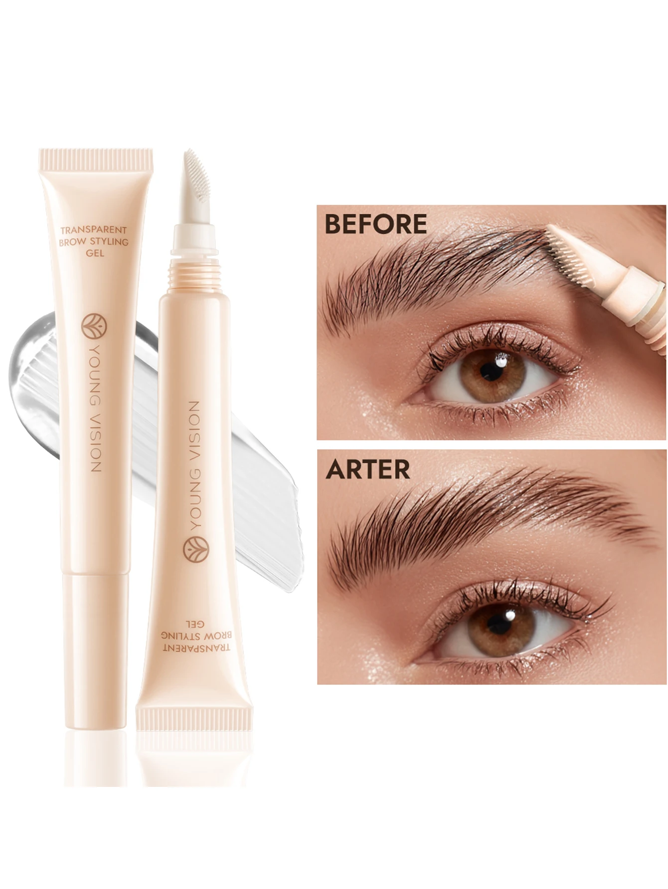 Gel à sourcils transparent – Formule légère et non frappe avec applicateur micro-peigne pour une couverture uniforme, texture naturelle et br parfait