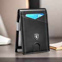 2025 fashion design men's card bag anti-degaussing ultra-thin two-fold lightweight portable solid color gold clip wallet