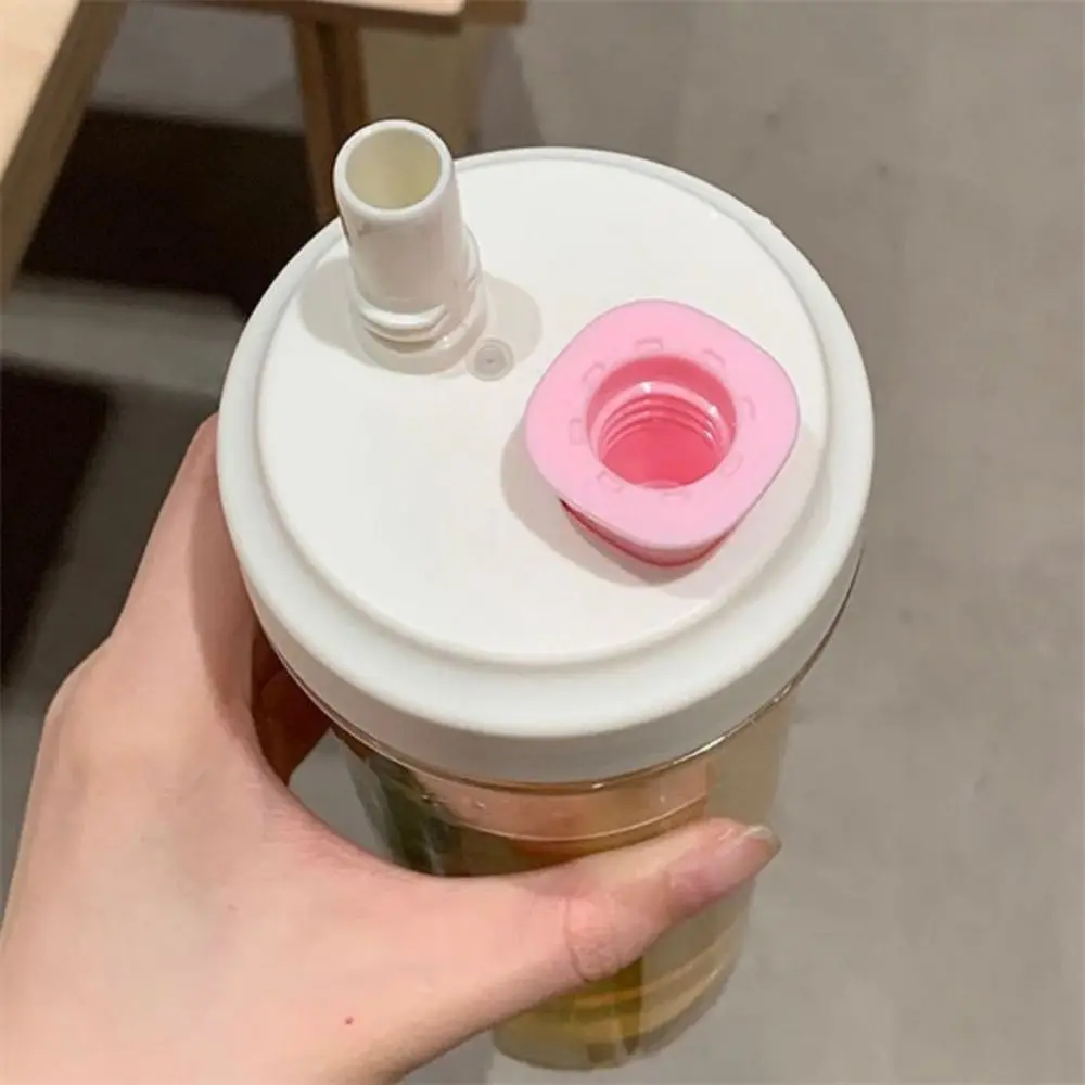 500/850ml Milk Plastic Cup with Lid Straw Transparent Water Straw Bottles Portable Fall Prevention Large Capacity Water Bottle