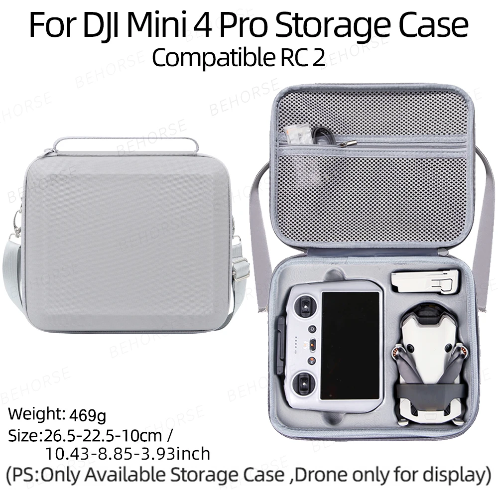 Borsa portaoggetti portatile Mini 4 Pro RC 2/RC N2 Custodia da trasporto Borsa a tracolla rigida in PU per accessori drone DJI Mini 4