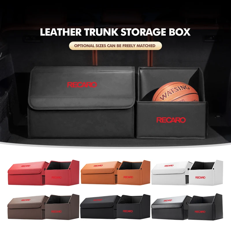 

For Recaro Car Foldable Leather Storage Box Trunk Supplies Multifunctional