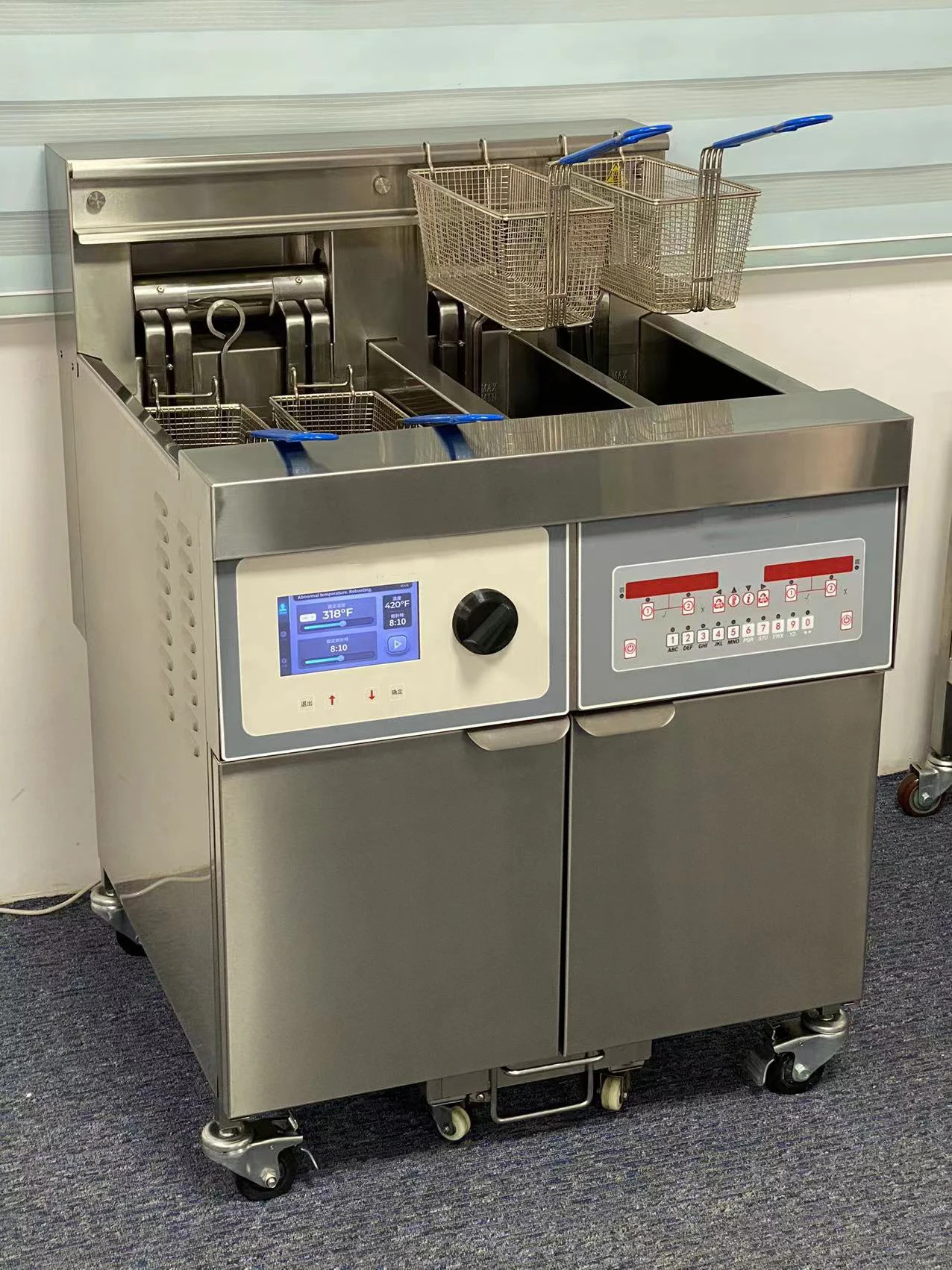 Fast Food Restaurant Kitchen Ventless Floor Deep Fryer With Hood Commercial Fryer