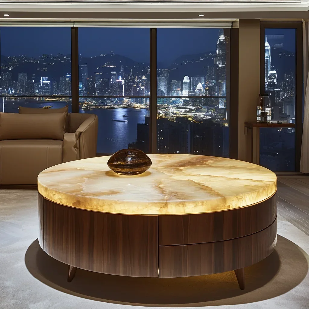 

Обеденный стол из светящегося нефрита, круглый роскошный камень из натурального мрамора, элитный легкий роскошный стиль, обеденный стол для гостиной