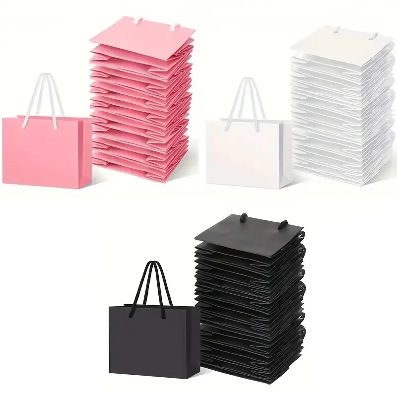 5/10PCS Schwarz Weiß Rosa Farbe Kraft Geschenk Taschen Mit Seil Griffe für Party Geschenk Verpackung Bevorzugung Tasche kleidung Verpackung Geschenk Taschen – Detail 1