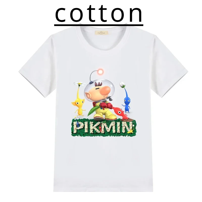 2024 New Hot Sale Video Game Pikmin 4 Print Cartoon Kids Cotton T-Shirt Cute Funny Girls Clothes Baby Boys Summer Children Tops