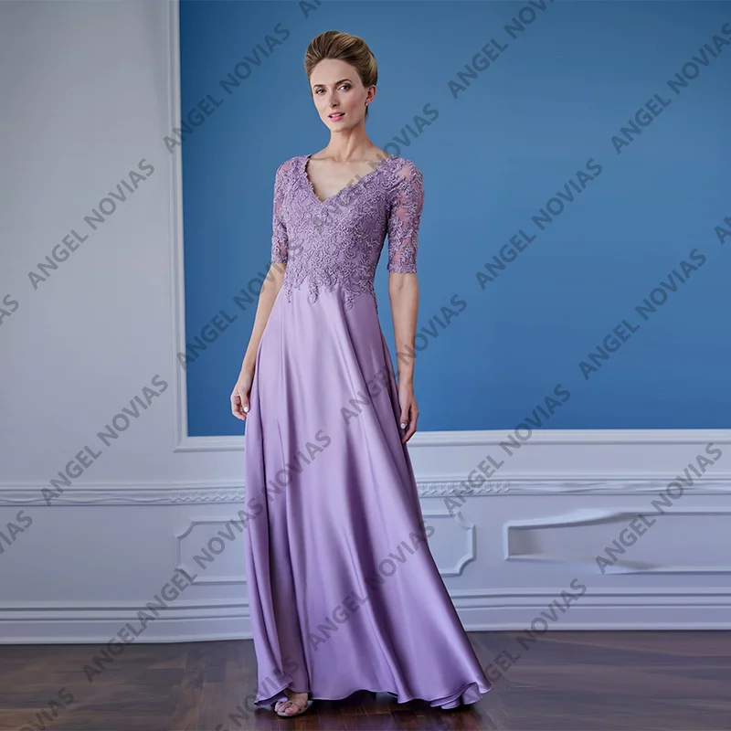 

Customized Light Purple Muslim Mother of the Bride Dresses for Weddings Guest Gowns Appliques Vestido De Festa De Casamento