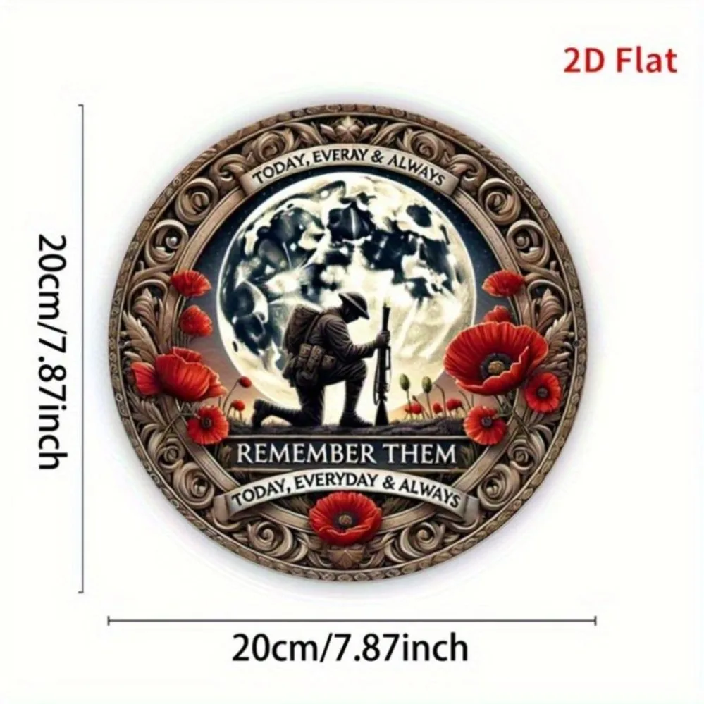 لوحة زخرفية دائرية من الألومنيوم (قطعة واحدة) - نمط جندي ذكرى، هدية رائعة للمنزل والبار والجراج والمقهى #2