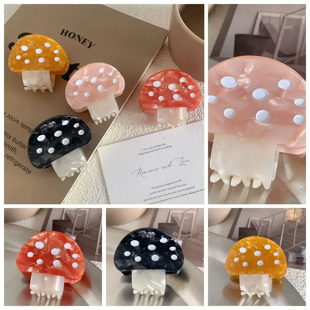 

Cartoon Acetic Acid Mushroom Hair Claw Creative Hairpin Y2k Cute Hair Clip Acetate Grab Clip Small Shark Clip Girl