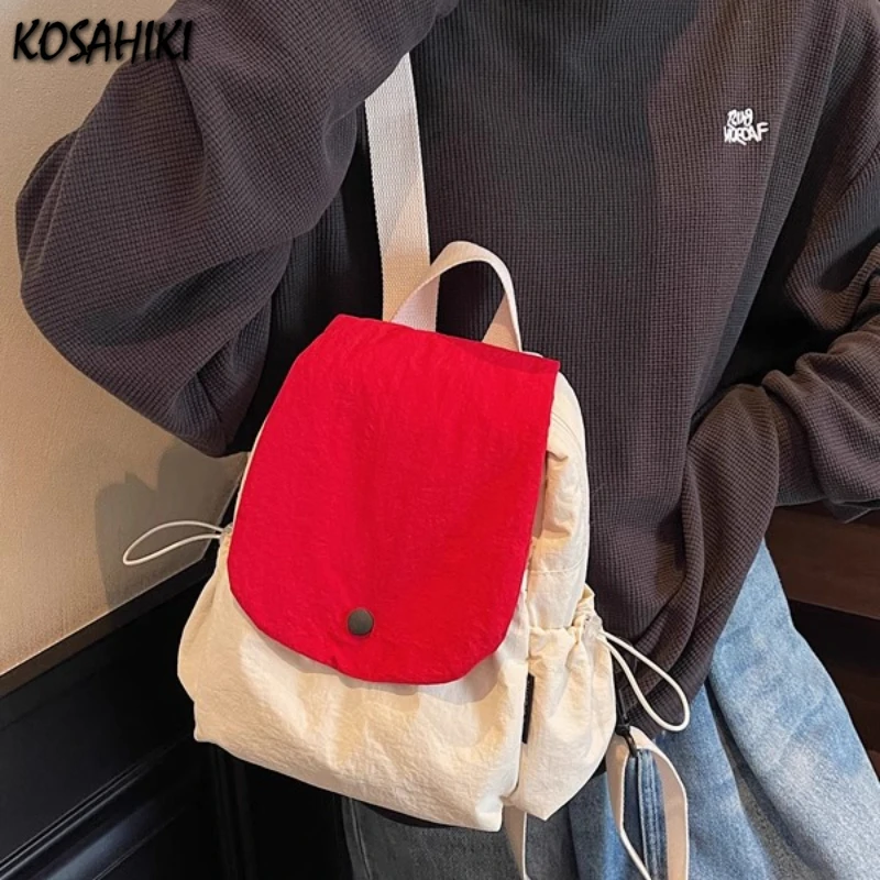 

2025 Casual Pleated Simple Chic Schoolbags Fashion Nylon Trendy All Match Women Bags Y2k Aesthetic Travel Preppy Mini Backpacks