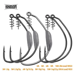 Kingdom Spring Fishing Hooks 3# 5# 6# 8# 10# Carbon Steel Soft Bait Spring Lock Fishing Hooks