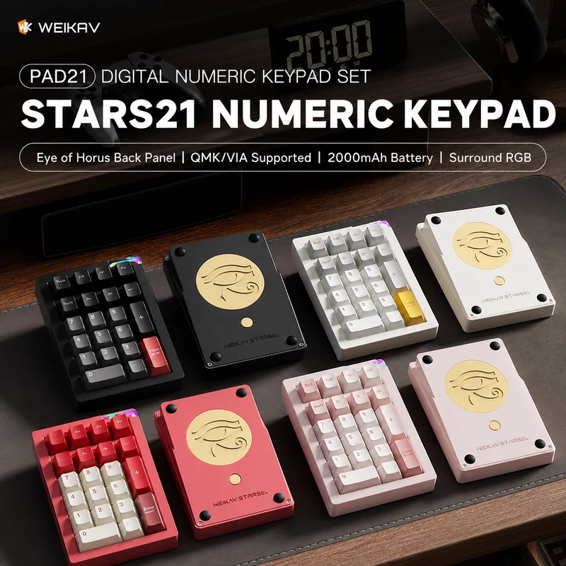Weikav Stars-21 Numeric Keypad Wireless Bluetooth Mechanical Keyboard Aluminum Customized Three-Mode Office Computer Peripherals