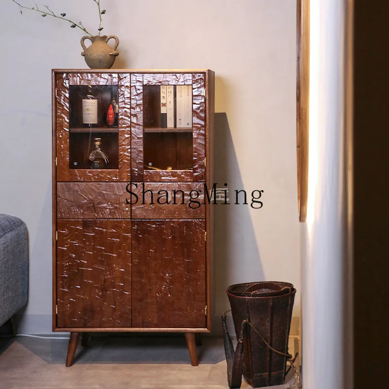 

CL Old Wood Tea Cabinet Living Room Homestay Decorative Storage Cabinet High-Legged New Chinese Style File Cabinet