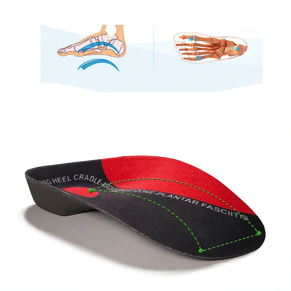

1Pair Arch Correction Insoles Eva Shock Absorbing Shoe Cushions Heel Support Plantar Fasciitis Pads Size L 43-46 Black Red