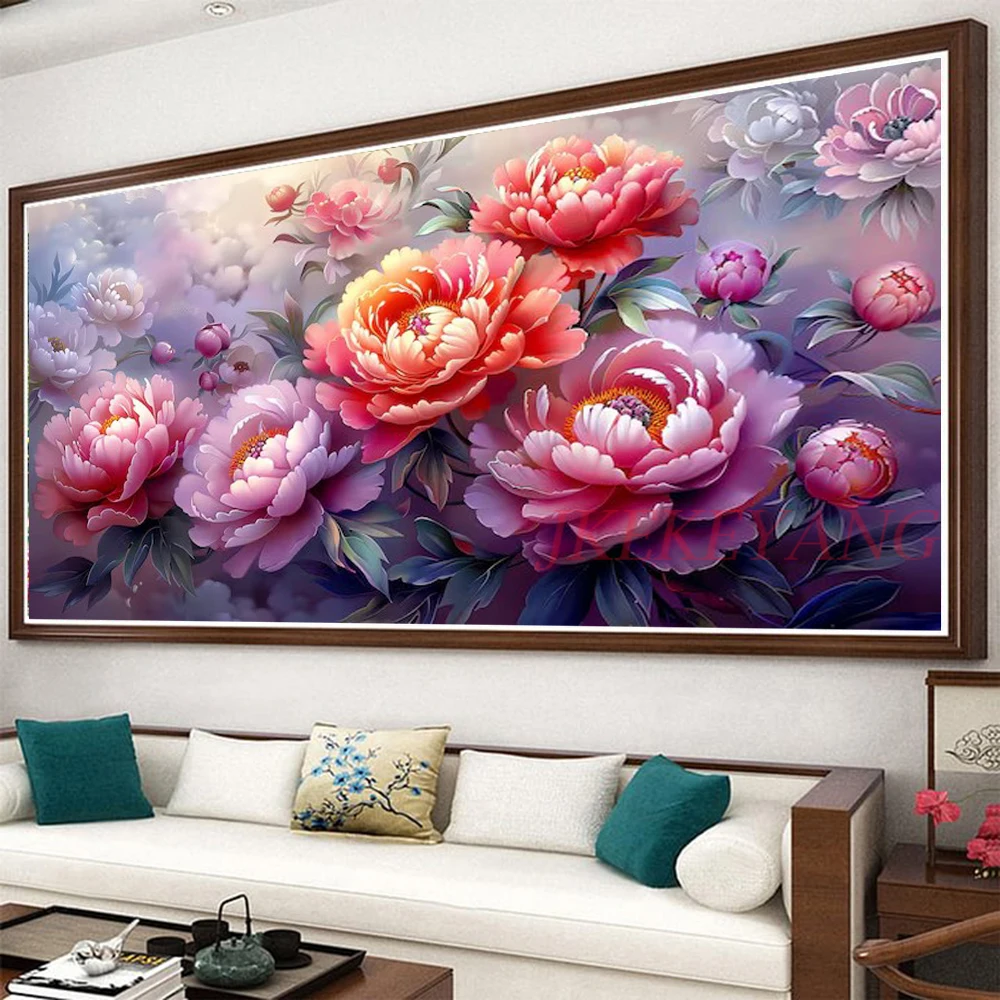 DIY Diamond Painting Cross Stitch Kit Beautiful Peony Flowers Full Drills Diamond Mosaic New Collection 2024 Home Decor Gift