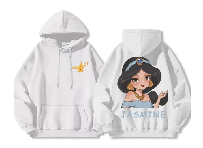 2025 ديزني إسكيب برينسيس سلسلة نمط مطبوعة المرأة هوديي 2025 جديد سنو وايت مولان ملابس الفتيات