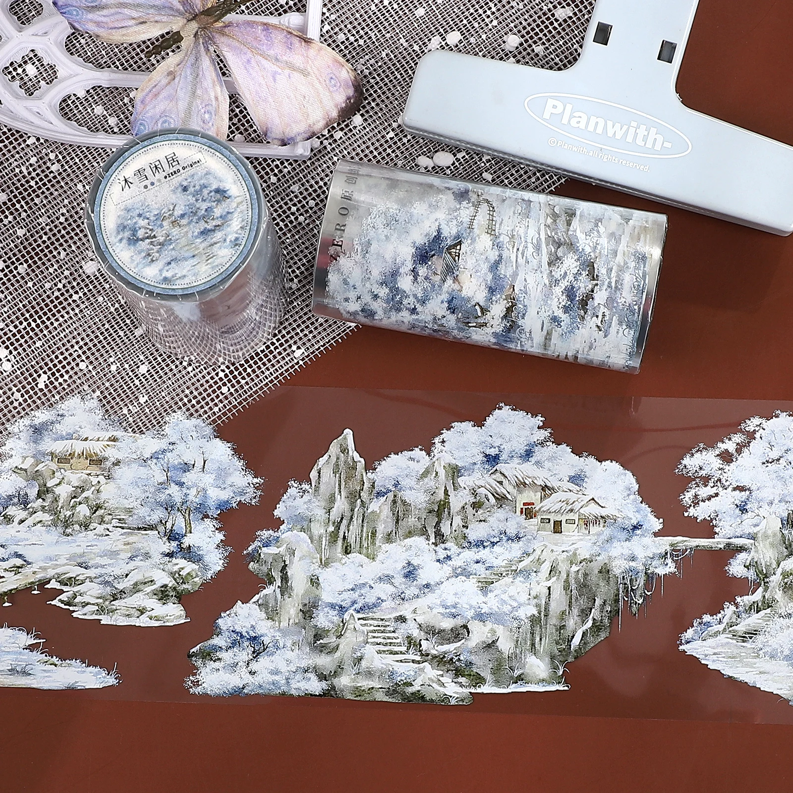 

80 мм * 5 м винтажный снежный дом дерево пейзаж ПЭТ лента креативный DIY материал для журнала коллаж канцелярские принадлежности для скрапбукинга