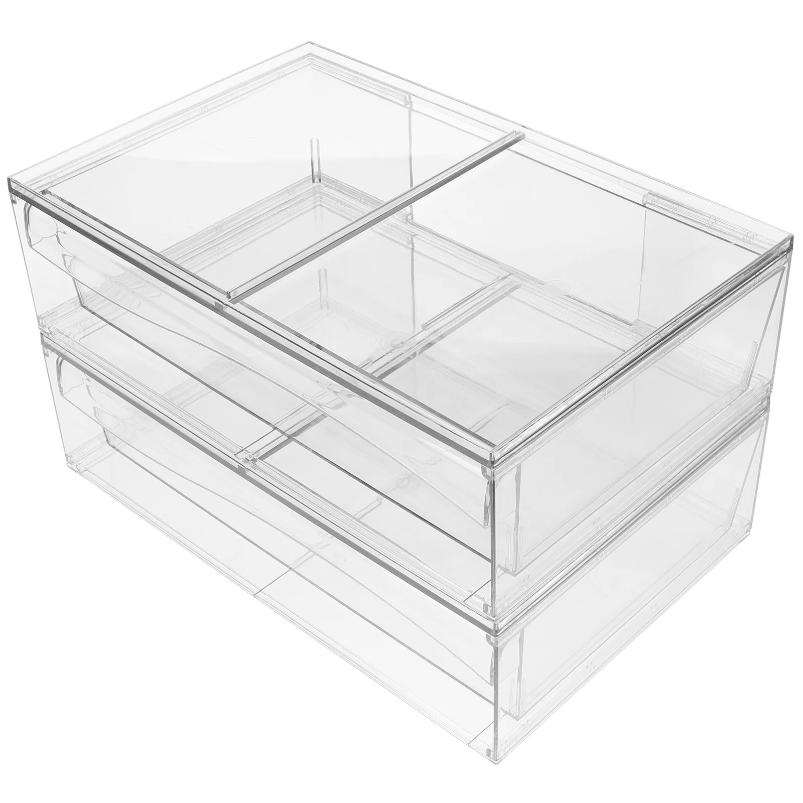 

2Pcs Makeup Organizer Acrylic Drawer Storage Box Desktop Sundry Holder Simple Elegant Look for Bedroom Bathroom Or Office