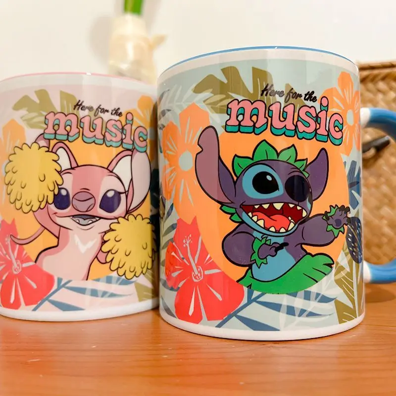 350ml Disney Cute Stitch Mug Cartoon Character Stitch Ceramic Three-dimensional Coffee Cup Office Home Water Cup Birthday Gifts