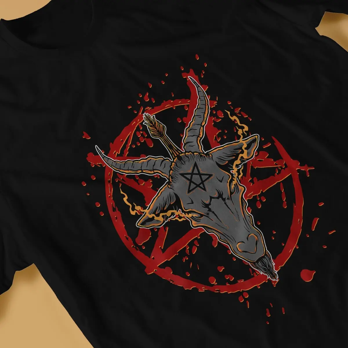 Pentagram Satanist TShirt For Male Satanic Baphomet Goat Clothing Novelty Polyester T Shirt Soft