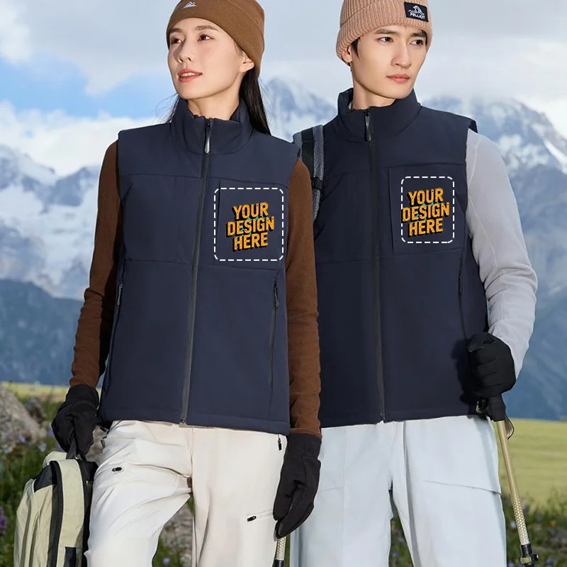 

Бесплатная печать логотипа! Утолщенный жилет с воротником-стойкой, 560 г — ветрозащитная теплая теплая куртка унисекс из 100% полиэстера для улицы