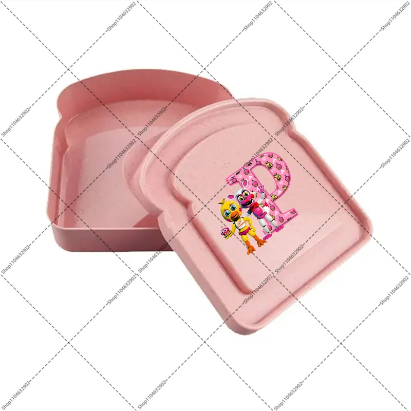 FNAF Bento Lunch Box Five Nights At Freddys Cartoon Anime Pattern A-Z Letter Printed Food Container Boys Girls Portable Lunchbox