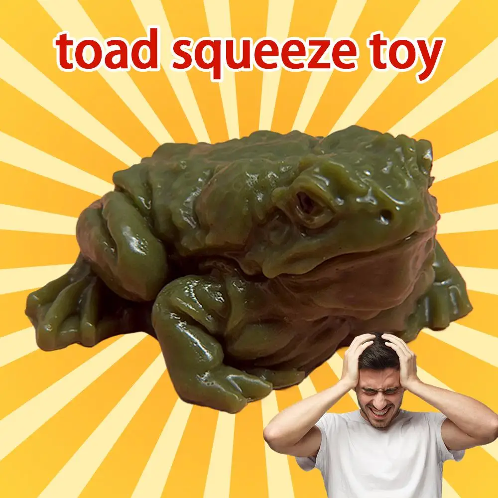 Squeeze Fidget Toy 1/5Realistic Frog Green Witch Toad Halloween Prop Soft TPR Figurine Frog Statue Prank Gift Indoor Decoration