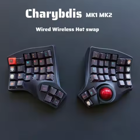 Charybdis MK2/MK1 4x6 Split Keyboard Kit Custom Hotswap Wired Dual-mode Trackball Mechanical Bluetooth Keyboard Gamer Teclado