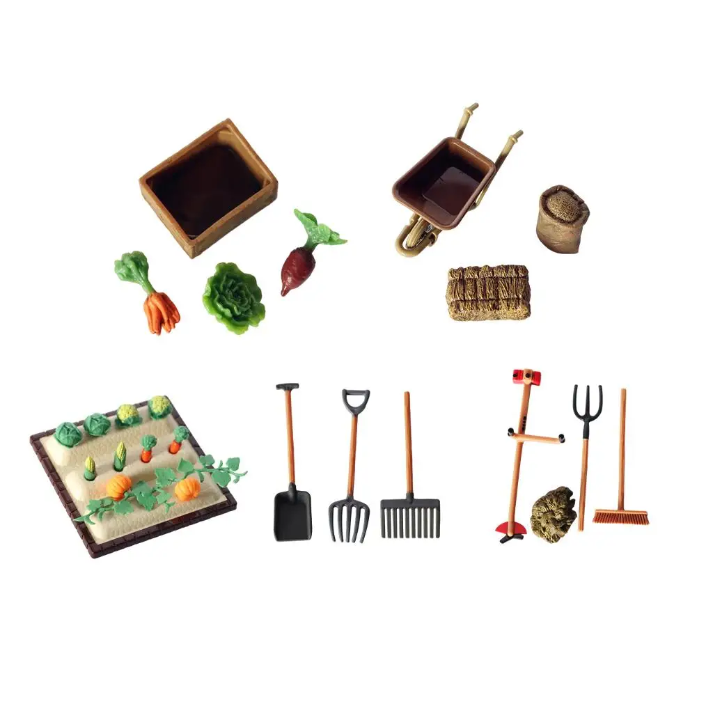 ミニチュアハウス用の小さな農具キット - 子供向け教育プレイセット