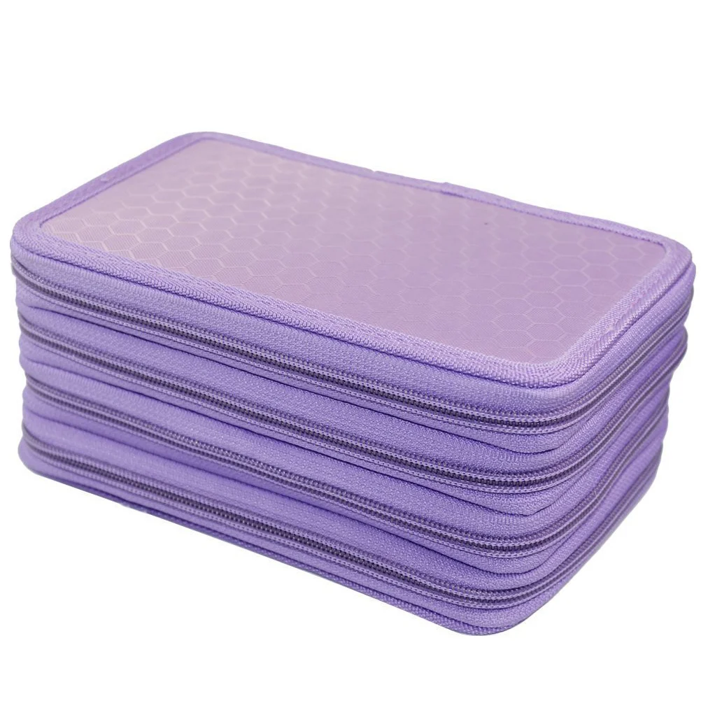 

Pencil Holder Organizer 72 Inserting Holes 4 Layer Nylon Oxford Pouch for Art School Office Travel Purple Pencil Case