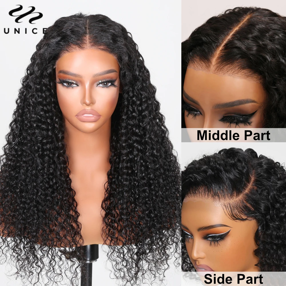 Unice 7x5 Wear Go Glueless Wig Human Hair Curly Wigs Pre Cut Pre Bleached Pre Plucked Lace Front Human Hair Wigs for Beginners