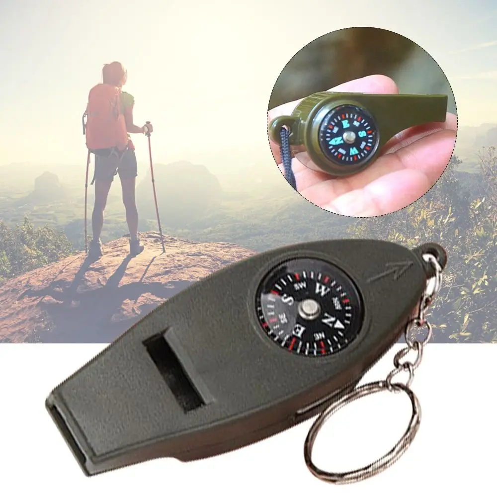 Survival Tools Navigation Karabiner Thermometer 3in1 4in1 Kompass Outdoor Pfeife Kompass Mini Kompass Multifunktionspfeife