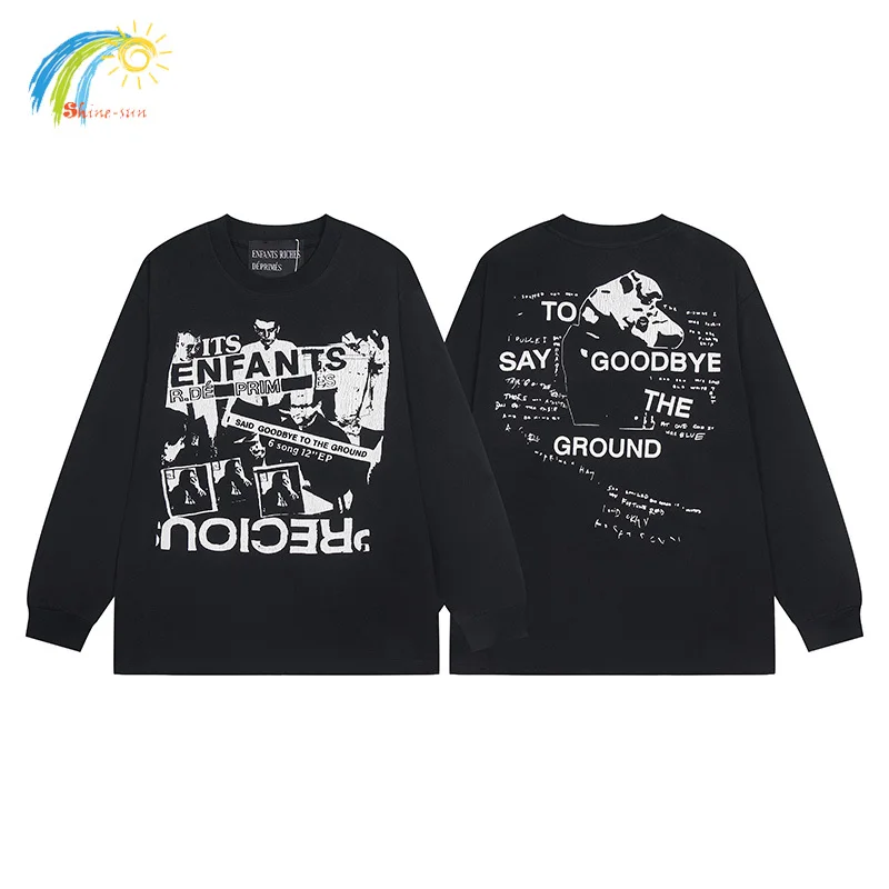 Letters Logo Graphics Crack Printing Enfants Riches Deprimes Long Sleeved T-Shirt Men Women Cotton Streetwear ERD T Shirt Top