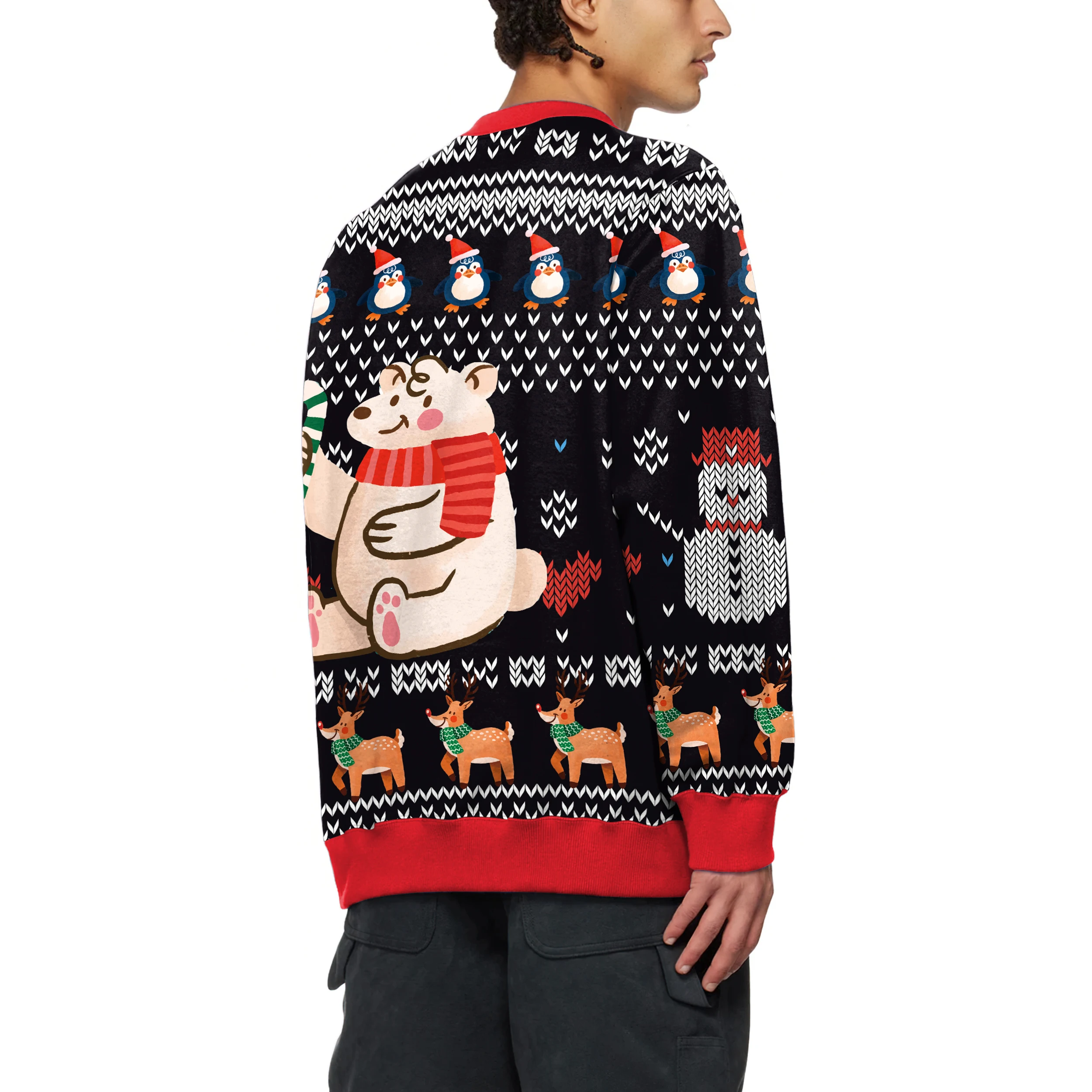 Hombres Mujeres pegajoso Navidad sudadera pulóver feo Navidad suéter 3D Navidad cerdo pingüino Reno estampado vacaciones fiesta Jumper Top