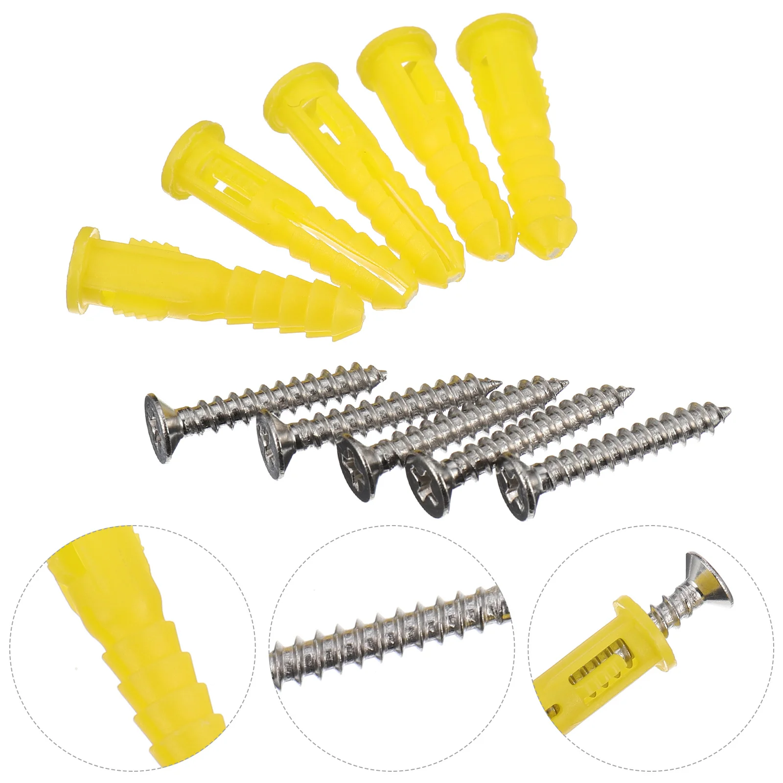 100 قطعة مجموعة مسامير مرساة الجدار الأصفر الفولاذ المقاوم للصدأ البلاستيك مضلع دريوال المراسي الحفر الذاتي للجدران المجوفة الصدأ